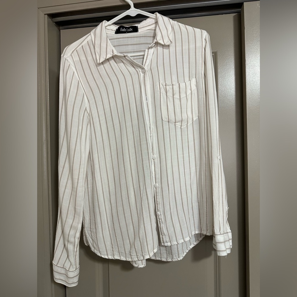 fab'rik Ivory Striped Button-Down Shirt